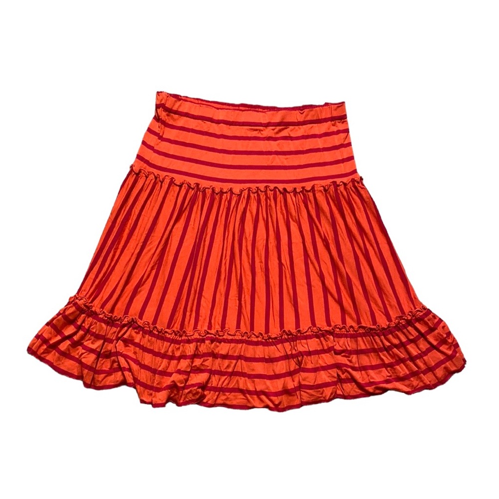 Calvin Klein Orange Striped Super Soft Midi Skirt S - Picture 2 of 5